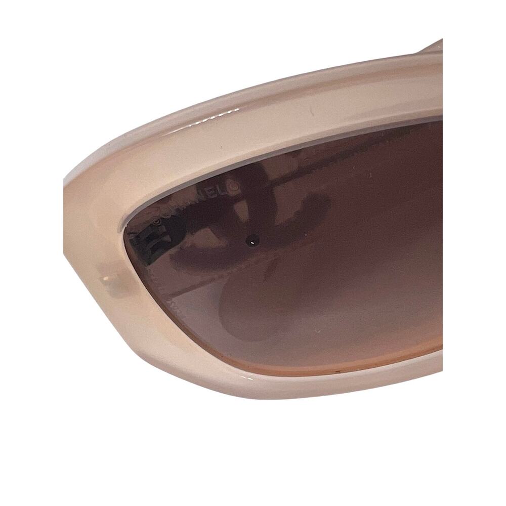 Chanel 5493-A Logo Rectangle Blush Beige Casual Designer Sunglasses - Picture 4 of 11
